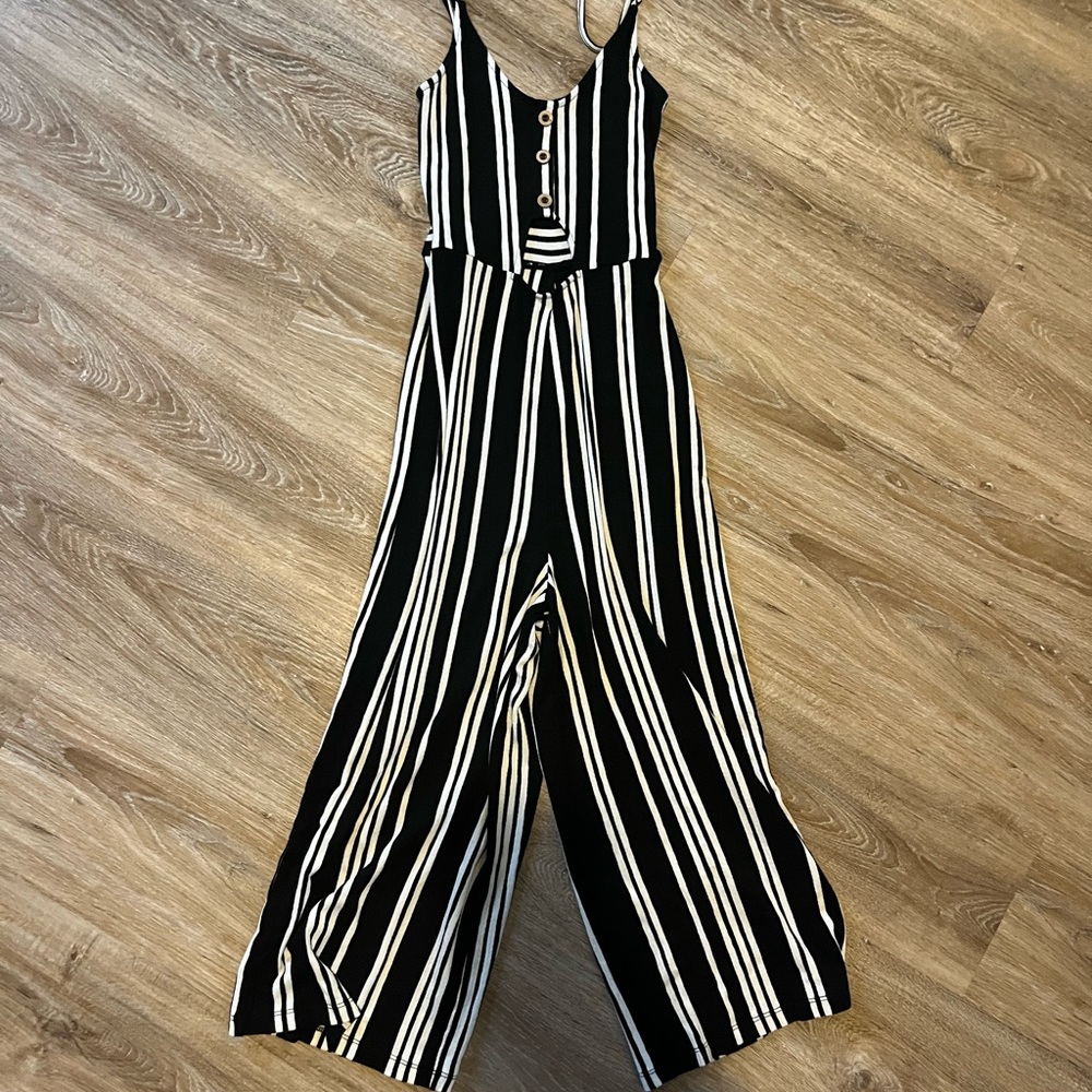 Love Tree Monochrome Striped Jumpsuit